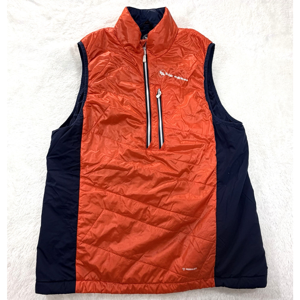 Big Agnes Thorpe 1/2 Zip Vest Mens L Pullover Primaloft Orange Navy